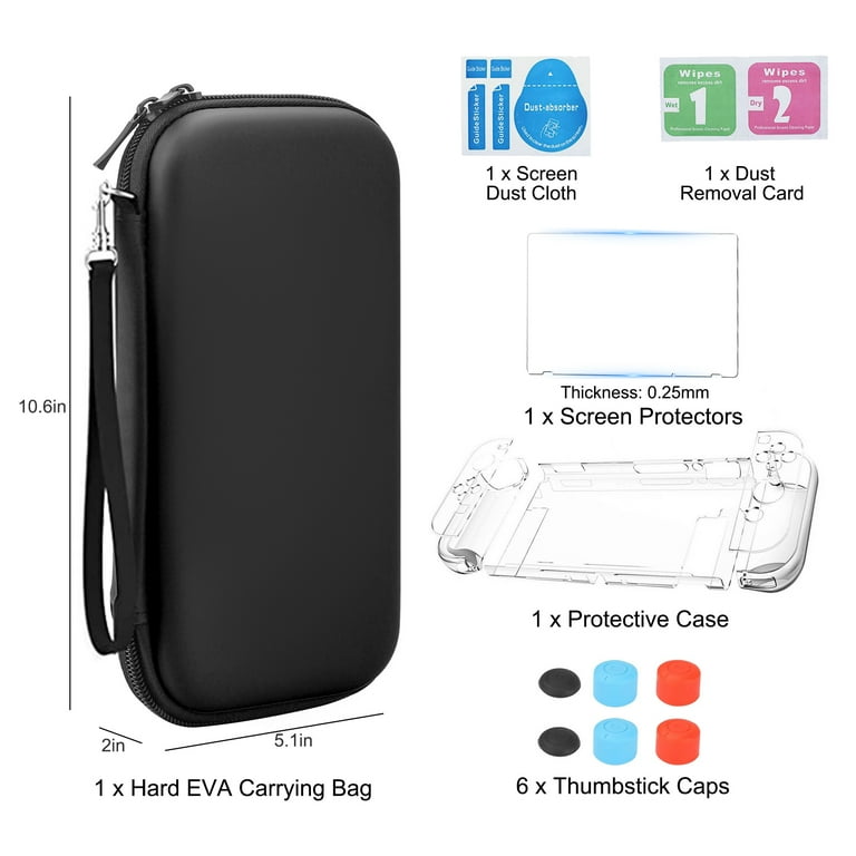 TSV Carrying Case for Nintendo Switch, 14-in-1 Accessories Kit