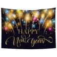 thumbnail image 1 of Happy New Year Party Backdrop Fabric Sign Poster Banner with Pattern Firework for New Year Party Decoration Photo Props Background Supplies, 1 of 5