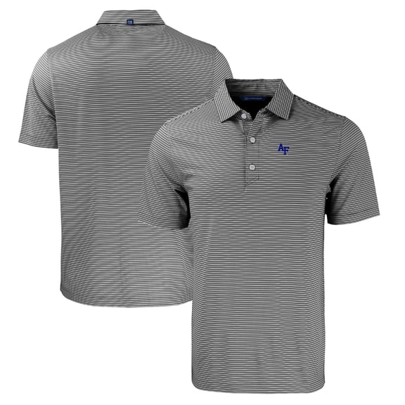 Men's Cutter & Buck Black/White Air Force Falcons Forge Eco Double Stripe Stretch Recycled Polo