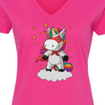 thumbnail image 4 of Inktastic Super Unicorn Women's V-Neck T-Shirt, 4 of 5