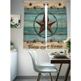 thumbnail image 4 of Sheer Curtains 72 inches Long 2 Panels Set Western Texas Star Retro Turquoise Wooden Rustic Farmhouse Sheer Window Curtain Rod Pocket Voile Drapes for Living Room/Bedroom, Each 52" W x 72" L, 4 of 7