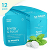 Neuro Mints Peppermint to boost Energy and Focus with Caffeine L Theanine and Vitamin B6 B12 Supplement Sugar Free, 12 Pack