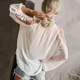 thumbnail image 3 of Blusa de encaje de manga larga con farol TEELYNN para mujer 2024, blusa sexy de gasa con estampado floral vintage, blusa bohemia de playa con cuello en V, 3 of 4