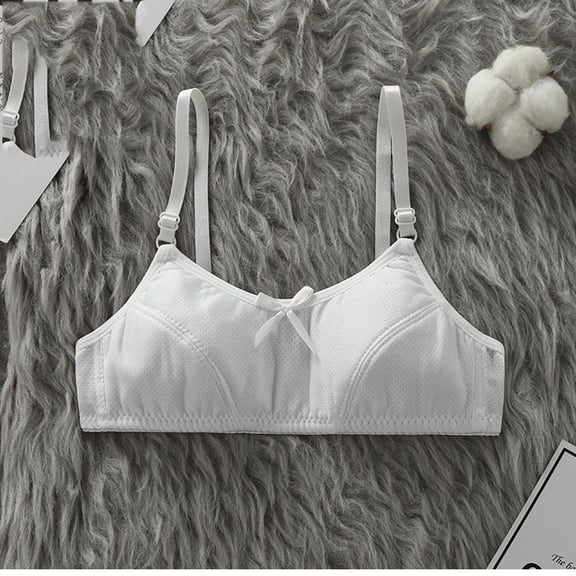 Xdegoge Training Bra for Girls Developmental Stage Bras with Built-In Pads Mesh Breathable Lightweight Brassiere Wireless Solid Color Sport Adjustable Straps Underwear
