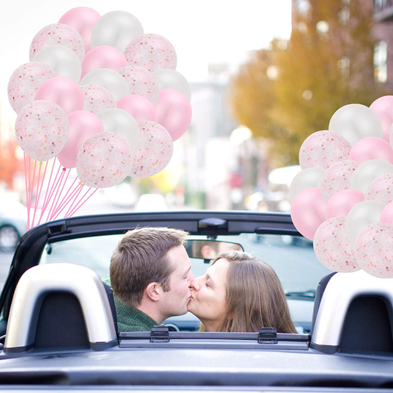 PartyPavillion Party Pink and White Confetti Balloon - Pink