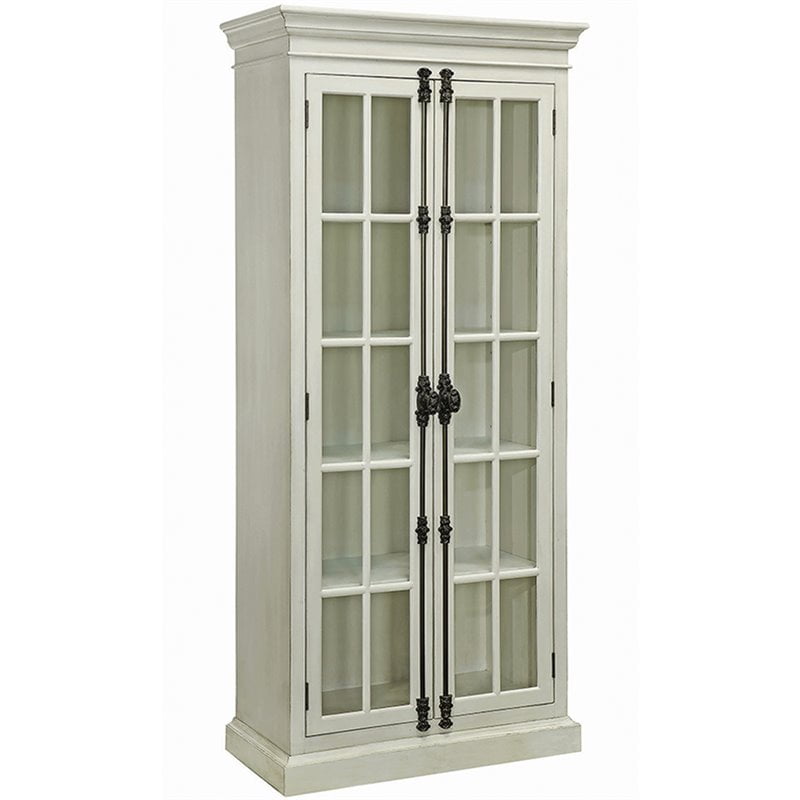 Pemberly Row 2 Door Traditional Curio in Antique White