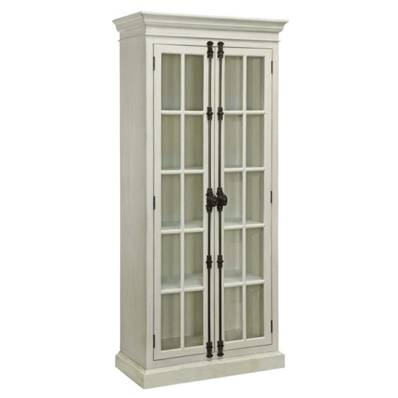 Pemberly Row 2 Door Traditional Curio in Antique White