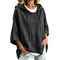 thumbnail image 2 of Women Tops Hooded Sweatshirt Solid Color Short Sleeve Casual Sports Top for Fall Winter Daily Working Wear, 2 of 7