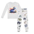 thumbnail image 1 of Pyjamas pour Garçons Ensemble de Pyjama Imprimé Dinosaure Col Rond Manches Longues Pantalon 2 Pcs Printemps Automne Pyjamas pour Enfants Gris Clair 5 Ans-6 Ans, 1 of 5