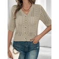 thumbnail image 4 of Women'S Comfy Knit Sweater Cardigan Casual Hollow-Out Short Sleeve Cardigan for Wear  XL, 4 of 6