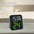 thumbnail image 4 of Little Digital Alarm Clocks Bedside with 3 Set Alarm Compact Size LED Clock with Temperature Display, Adjustable Brightness for Table Bedroom Office Home Travel Camping(Adapter/Battery Not Included), 4 of 14