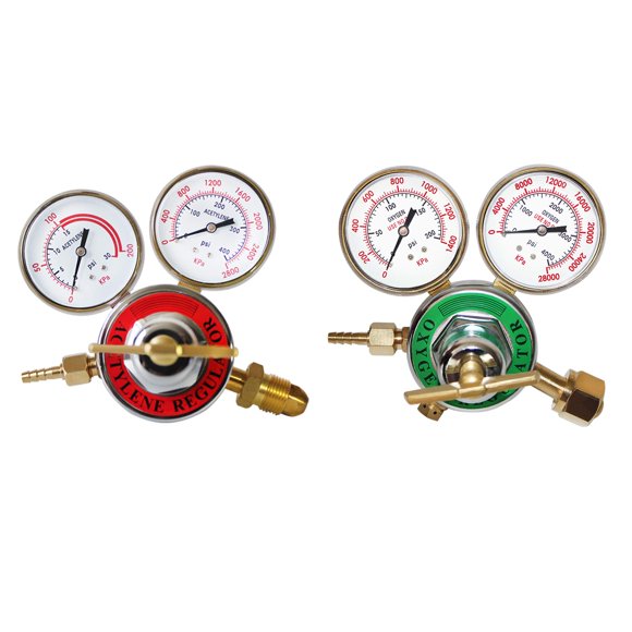 KLLsmDesign Ensemble de 2 Jauges de Gaz à Double Soudure Oxygène (CGA-540) et Acétylène (CGA-510) Combo 142
