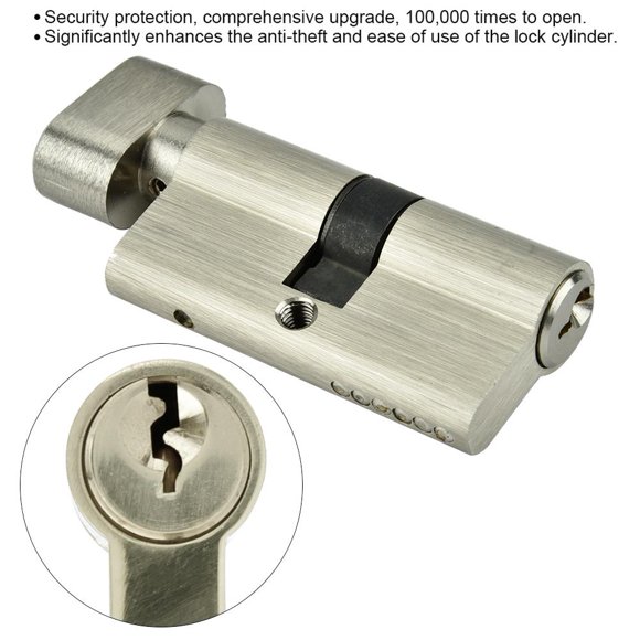 Qiilu Lock Cylinder, Lock Cylinder With Keys,Copper Single Open Lock Cylinder Bedroom Door Lock Cylinder with Keys