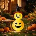thumbnail image 6 of Halloween Decorations Light-Up Pumpkin Tower, Collapsible Pumpkin Lantern with Witch Hat, for Home, Party, Yard, Porch Thanksgiving Decorations B, 6 of 8