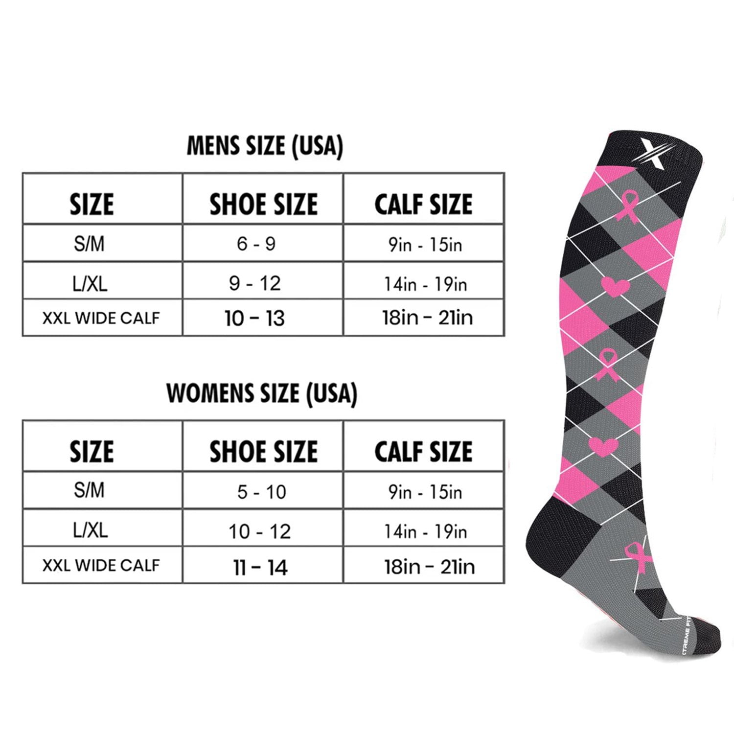 Cancer Awareness Compression Socks - Knee High Socks for Running - 3 Pair