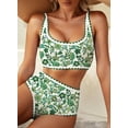 thumbnail image 3 of SHEWIN Women's Bikini Sets Floral Print Whip Stitch 2 Piece Swimsuits High Waisted Scoop Bathing Suits, 3 of 9