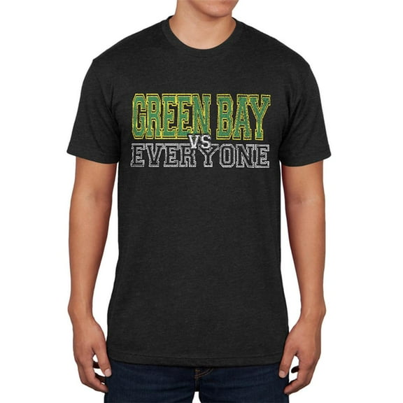 Green Bay VS Everyone Vintage Distressed Mens Soft T Shirt Vintage Black X-LG