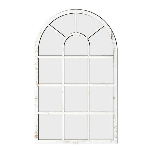 Abbracc Arched Window Wall Mirror Wall Art Simple Windowpane Arch Mirror,Decorative Mirror for Bathroom Farmhouse Entryway,Home Decor White