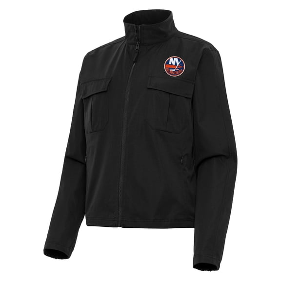Women's Antigua Black New York Islanders Even Par Full-Zip Jacket