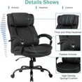 thumbnail image 2 of Dkelincs Big and Tall Office Chair 500 lbs Wide Seat Ergonomic Desk Chair PU Leather Adjustable Rolling Chair with Lumbar Support Headrest, Black, 2 of 7