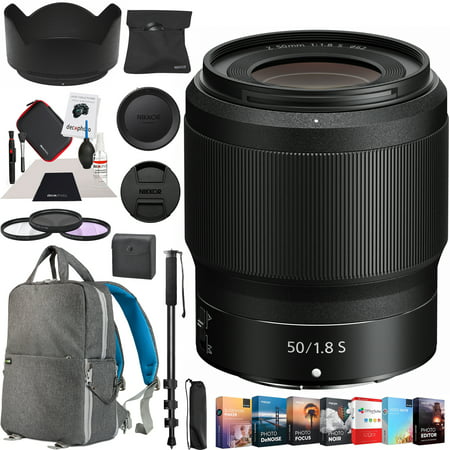 Nikon NIKKOR Z 50mm f/1.8 S Lens for Z Mount Mirrorless Camera 20083 with 62mm Filter Kit Monopod Deco Gear Photography Backpack Photo Video Editing Software