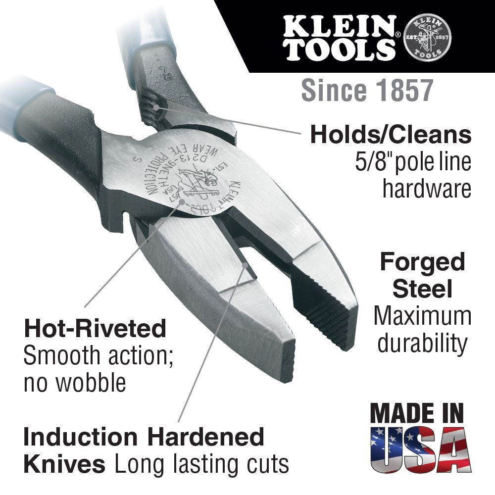 NE-Type Side Cutter Pliers, 9 3/8 in Length, 23/32 in Cut, Plastic-Dipped Handle