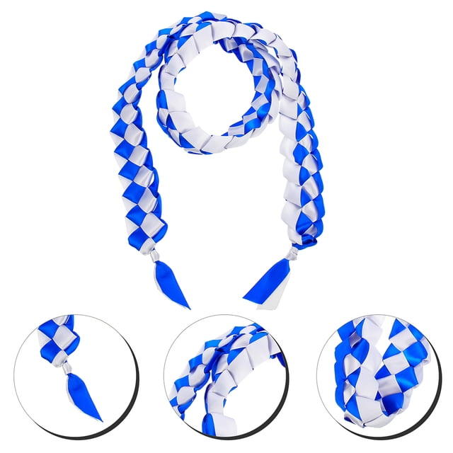 Raindrops 2Pcs Lightweight Blue Graduation Lei Ribbon Cords for Dress and Ceremony Decor