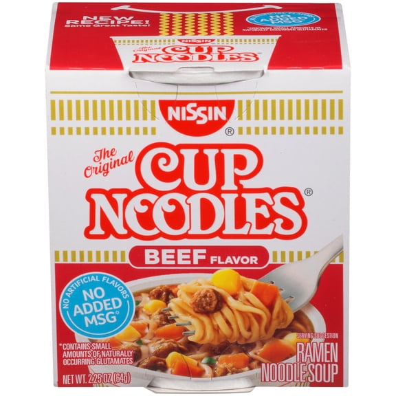 Nissin Cup O'Noodles Ramen Noodle Soup, Beef Flavor 2.25oz (60 Pack)