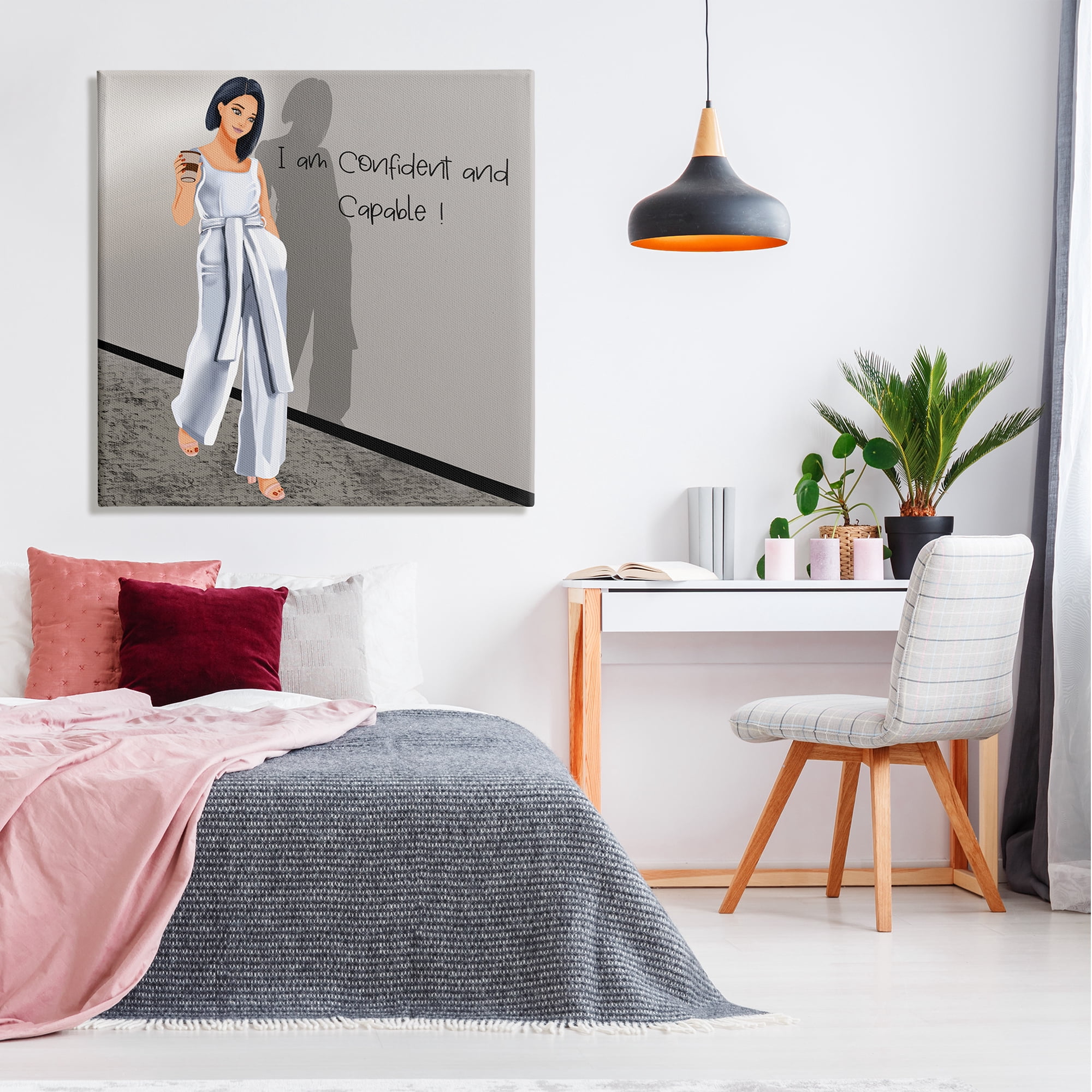 Stupell Industries Confident & Capable Female Inspirational Painting Gallery Wrapped Canvas Art Print Wall Art, 36 x 36