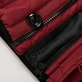 thumbnail image 6 of dzxyzu Men's Puffer Vest Hooded Vest Outdoor Winter Vest Casual Water-Resistant Jacket Thicken Vest Outdoor Vest Top Riding Skiing Fishing Puffer Sleeveless Vest Wine, 6 of 8