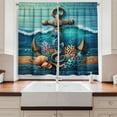 thumbnail image 3 of Ambesonne Nautical Kitchen Curtains, Anchor Deep Ocean Life, 55"x45", Sea Blue Amber Teal, 3 of 3