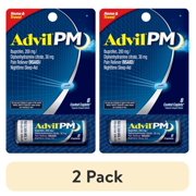 (2 pack) Advil PM Sleep Aid Pain Relievers, Ibuprofen, Diphenhydramine, Coated Caplet, 8 Count