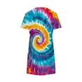 thumbnail image 4 of cocolona Womens Summer Short Sleeve Dress 2025 Crew Neck Pleated Flowy Sun Dress Fashion Casual Tie Dye Loose Beach Mini Dress S-XXL, 4 of 6