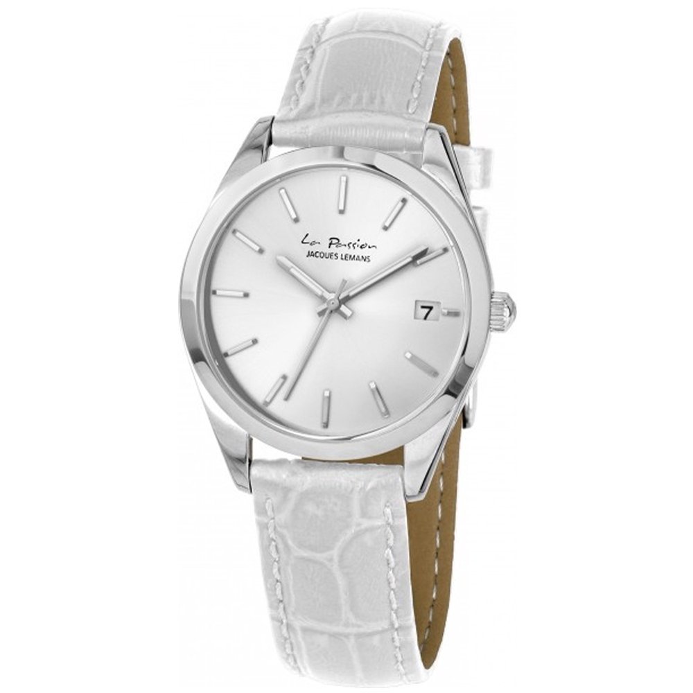 Jacques Lemans Women's La Passion 34mm White Leather Band Steel Case
