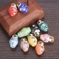 thumbnail image 3 of U8MO 5pcs 22x13mm Oval Matryoshka Russian Doll Shape Ceramic Porcelain Loose Beads-Red Black, 3 of 4