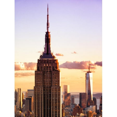 Sunset View, Empire State Building and One World Trade Center (1Wtc), Manhattan, NYC, US, Colors Print Wall Art By Philippe (Best View Empire State Building)