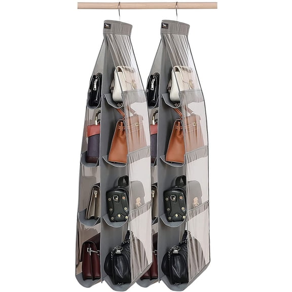 Purse Organizer - 2 Pack, Purse Hanger、 Heavy Duty、Purse Organizer for Closet、Thicken Metal Hooks,Hand Bag Storage Organizer、Purse Organizer, Grey