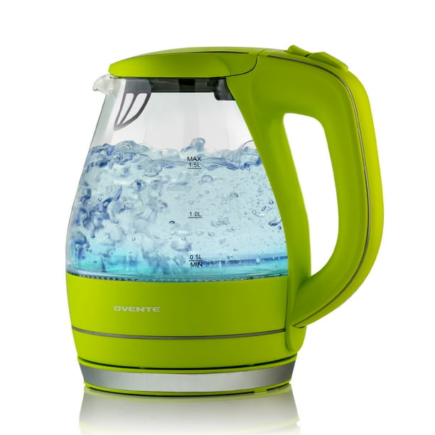 Ovente Electric Glass Kettle 1.5 Liter with Heat Tempered Borosilicate Glass, BPAFree, 1100