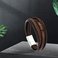 thumbnail image 3 of Brazalete de cuero PU marrón para hombres Sunnimix Pulseras anchas de puño 20 cm, 3 of 8