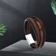 thumbnail image 3 of Brazalete de cuero PU marrón para hombres Sunnimix Pulseras anchas de puño 20 cm, 3 of 8
