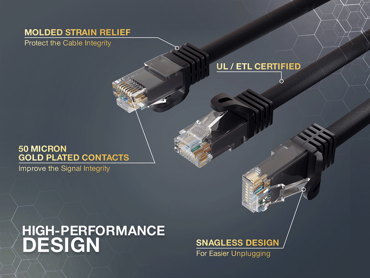 Cable Leader 100ft Cat6a UTP 10G Ethernet Network Patch Cable Snagless 24AWG Bare Copper, Black