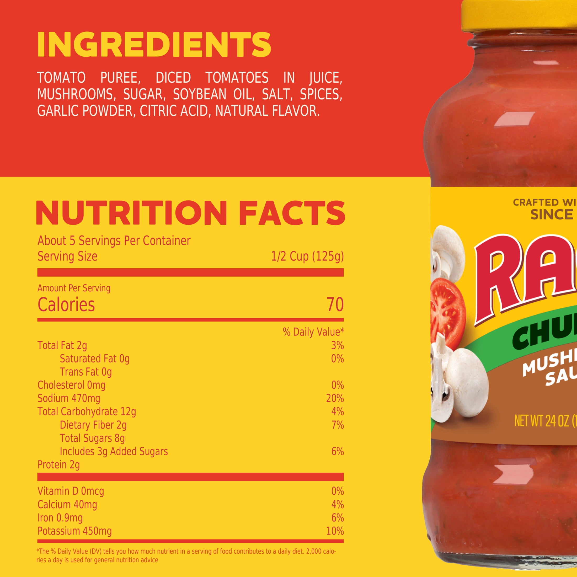 RAGU Chunky Mushroom Pasta Sauce, 24 oz