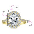 thumbnail image 4 of Bling Jewelry Womens Vintage 4CTW CZ Oval Halo Engagement Ring Gold Plated Silver, 4 of 6