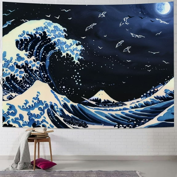 PRATYUS Sea wave Tapestry, Tapestry Wall Hanging, The Great Waves Fashion Decor for Bedroom Living Room Japanese Great Surf  40x30inch