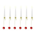 thumbnail image 2 of Pack Of 6 Flickering Remote LED Short Taper Candles - Battery Operated Timer Window Candlesticks, Flameless White Plastic Candles For Christmas Tree, Holiday, Home & Party Decor, 2 of 4
