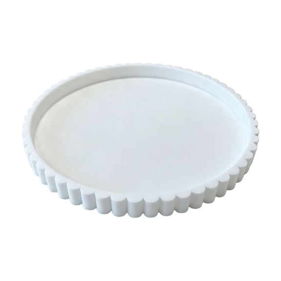 Round Scalloped Silicone Decorative Tray 9 Inch Waterproof Non- Vanity Organizer, Shatterproof Countertop Storage Tray for Bathroom Kitchen Coffee Table