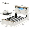 thumbnail image 3 of Farmhouse Bed Frame Twin Size with LED Lights and Charging Station, Twin Storage Platform Bed Frame with Headboard and Drawers, No Box Spring Needed, White, 3 of 9