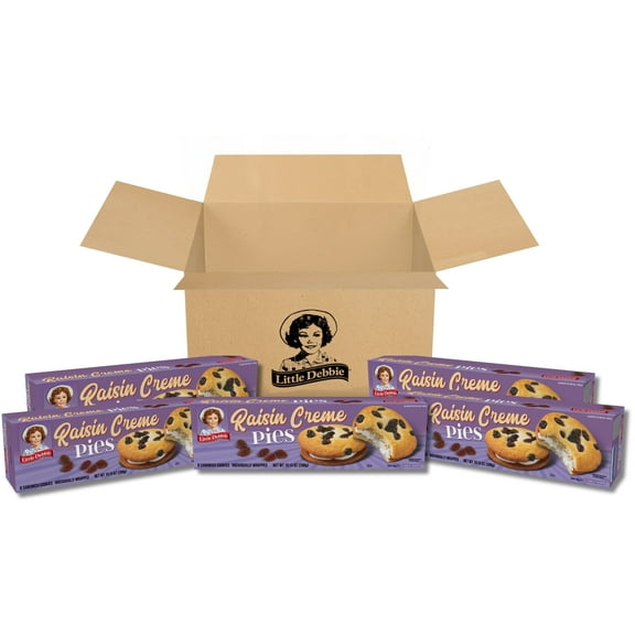 Little Debbie Raisin Creme Pies, 40 Sandwich Cookies (5 Boxes), 50.75 oz