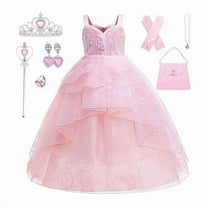 HAWEE Dress Costume for Girls, Pink Tulle and Sequin Dress for Kids Christmas Halloween Cosplay Costumes
