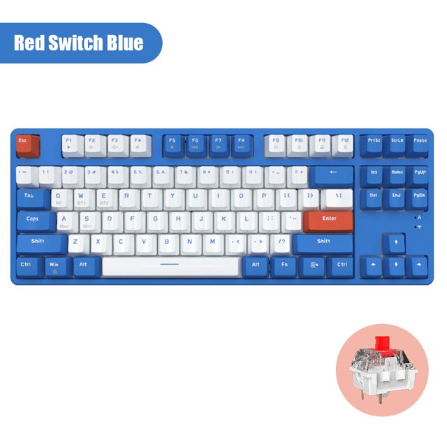 Teclado inalámbrico de 87 teclas 2.4G Teclado compatible con Bluetooth (Interruptor rojo azul) Likrtyny Para estrenar